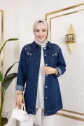کت جین زنانه با گلدوزی مرواریدی