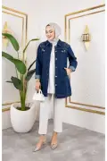 کت جین زنانه با گلدوزی مرواریدی