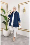 کت جین زنانه با گلدوزی مرواریدی
