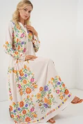 پیراهن پوشش با طرح سنتی 2423 - نارنجی تیره