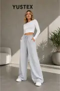 شلوار ورزشی گشاد 2 تکه زنانه (مشکی و خاکستری) مدل اوور سایز