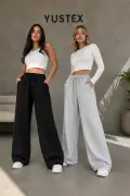 شلوار ورزشی گشاد 2 تکه زنانه (مشکی و خاکستری) مدل اوور سایز