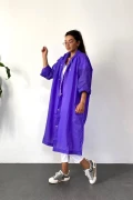 بارانی زنانه و مردانه با کلاه و دکمه‌ای ایوا رنگ بنفش