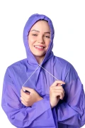 بارانی زنانه و مردانه با کلاه و دکمه‌ای ایوا رنگ بنفش