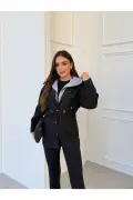 بارانی زنانه مشکی با کلاه فصلی