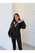 بارانی زنانه مشکی با کلاه فصلی