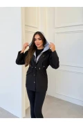 بارانی زنانه مشکی با کلاه فصلی
