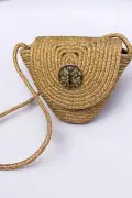 کیف دوشی حصیری با جزئیات شیک و جلو، مناسب برای استفاده روزمره و تابستانی
