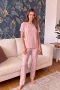 ست پیژامه زنانه کوتاه آستین با طرح پودرا مثبت