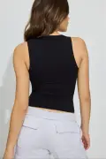 تاپ زنانه یقه V مشکی 100% پنبه ای مدل Mg2405