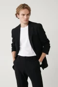 کت بلیزر مردانه مشکی با چاک، بدون آستر و از پارچه کشی مدل Comfort Slim Fit A41Y4000