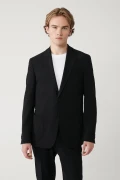 کت بلیزر مردانه مشکی با چاک، بدون آستر و از پارچه کشی مدل Comfort Slim Fit A41Y4000