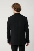کت بلیزر مردانه مشکی با چاک، بدون آستر و از پارچه کشی مدل Comfort Slim Fit A41Y4000