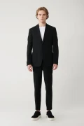 کت بلیزر مردانه مشکی با چاک، بدون آستر و از پارچه کشی مدل Comfort Slim Fit A41Y4000