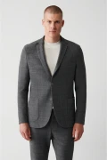 کت بلیزر مردانه خاکستری 360 درجه انعطاف‌پذیر با دو چاک بدون آستر مدل Comfort Slim Fit A32Y4051