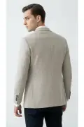 کت بلیزر مردانه مشکی با رگه‌های خاکستری – دارای جیب‌های پاکتی، دو چاک، پارچه بافت دار پریمیوم و فیت اسلیم
