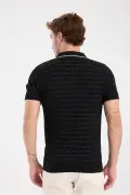 پ polo یقه دار مردانه سیاه با پارچه بافتنی ویسکوز ترکیبی فیت اسلیم AClub Sierra