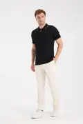 پ polo یقه دار مردانه سیاه با پارچه بافتنی ویسکوز ترکیبی فیت اسلیم AClub Sierra