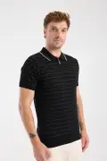 پ polo یقه دار مردانه سیاه با پارچه بافتنی ویسکوز ترکیبی فیت اسلیم AClub Sierra