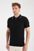 پ polo یقه دار مردانه سیاه با پارچه بافتنی ویسکوز ترکیبی فیت اسلیم AClub Sierra