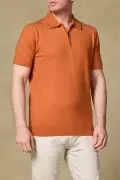 پولوشرت مردانه یقه دار ساده مدل مدرن فیت ترکیب شده با کشمیر رنگ نارنجی
