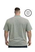 پیراهن کوتاه آستین‌دار مردانه بزرگ سایز با رنگ خاکی و دو جیب 3XL-4XL-5XL-6XL-7XL-8XL