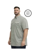 پیراهن کوتاه آستین‌دار مردانه بزرگ سایز با رنگ خاکی و دو جیب 3XL-4XL-5XL-6XL-7XL-8XL