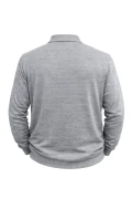 پولوشرت یقه دار خاکستری خط دار زیپ دار مردانه سایز بزرگ 3XL-4XL-5XL-6XL