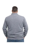 پولوشرت یقه دار خاکستری خط دار زیپ دار مردانه سایز بزرگ 3XL-4XL-5XL-6XL