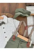 ست تابستانی کتان پسرانه با کلاه و پاپیون