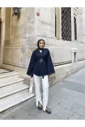 کت جین اوور سایز با جزئیات کمربند