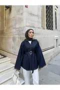 کت جین اوور سایز با جزئیات کمربند