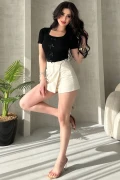 بلوز بافتنی مشکی زنانه با پاپیون