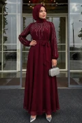 پیراهن مجلسی بلند زنانه با سنگ‌دوزی شيفون