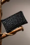 کیف پورتفوی مشکی براق با طرح ستاره و بند قابل جدا شدن 30 x 19 سانتیمتر