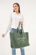 کیف کنواس بزرگ سبز با طرح الماس سه لایه