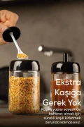 ست ادویه بلند 12 عددی با برچسب سیلک اسکرین و قاشق خودکار - شیشه