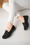 کفش ورزشی روزمره آناتومیک بدون بند مشکی مادر با کفی اورتوپدیک