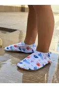 کفش دریایی بچه‌گانه و نوزاد با زیره ضد لغزش، پاپوش استخر، طرح خرچنگ و ماهی