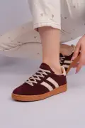 کفش ورزشی بنددار با کفی ارتوپدیک و لبه بژ رنگی