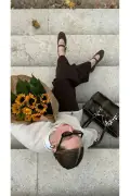 کفش تابستانی زنانه قهوه‌ای با بند و کش سوئدی B71SNAV