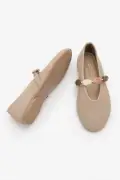 کفش روزمره زنانه ماری جین با سنگ‌های تزئینی لاتاری بژ سوئید