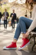 کفش ورزشی روزمره راحت کتانی مدل یکنواخت قرمز