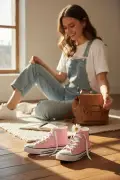کفش ورزشی دخترانه صورتی مدل کانورس با ساق بلند