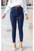 شلوار جین زنانه آبی با کمر بلند و فاق کوتاه مدل اسکیینی لی کرالی