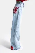 شلوار جین زنانه مدل Mega Baggy Fit با جزئیات پاچه و جیب طراحی ویژه رنگ یخی