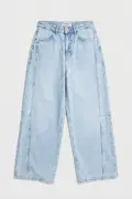 شلوار جین زنانه مدل Mega Baggy Fit با جزئیات پاچه و جیب طراحی ویژه رنگ یخی