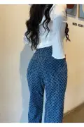 شلوار گشاد زنانه با طراحی خاص و رنگ آبی با کمر بلند