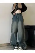 شلوار جین بگی با نوار سنگ شور به سبک وینتیج رترو