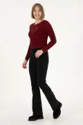 شلوار جین زنانه مشکی اسلیم فیت فلر 50290901-DN0027